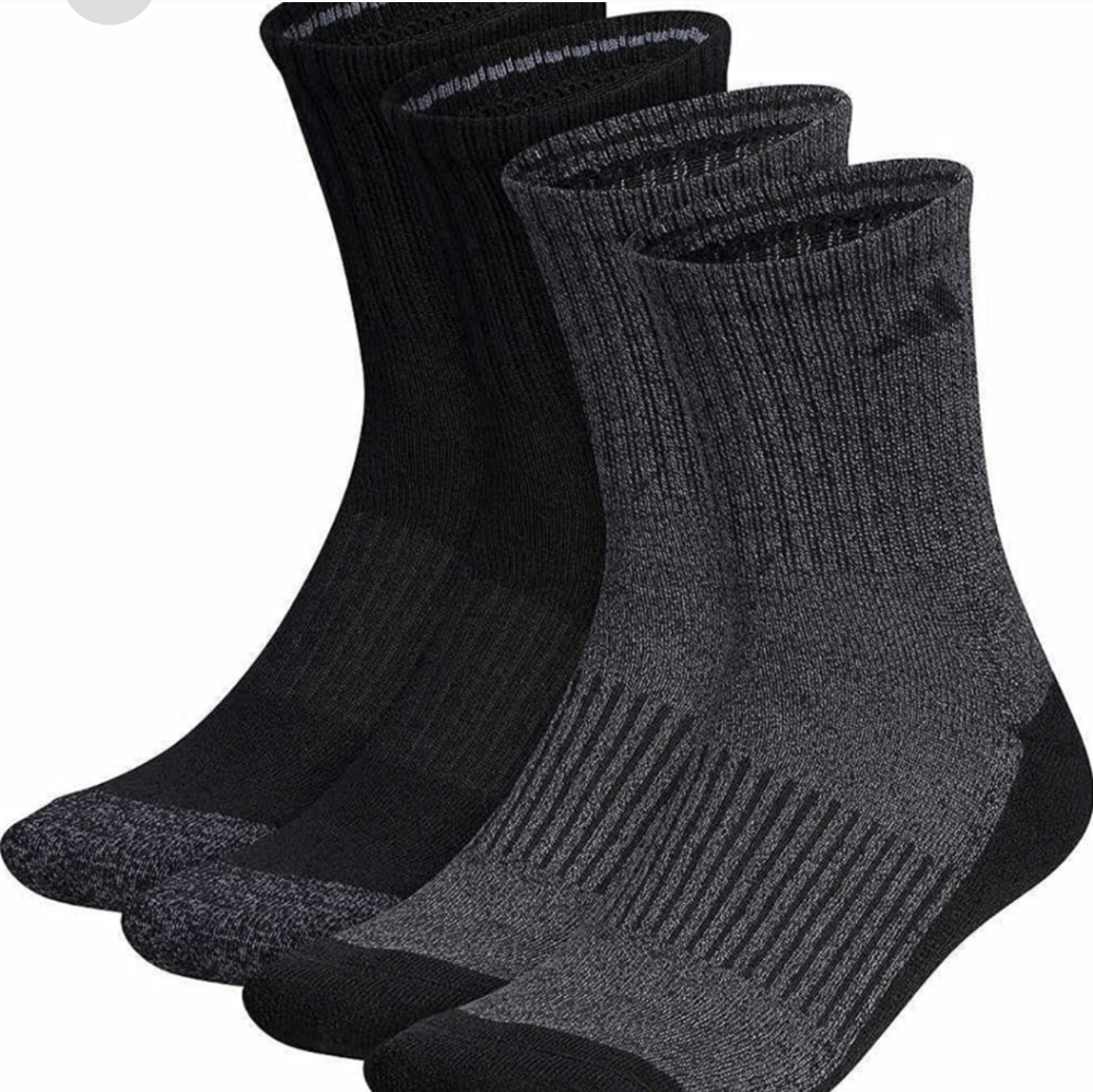 Socks by Adidas Mens 4 Pair Performance High Quarter Length grey black - Picture 3 of 8